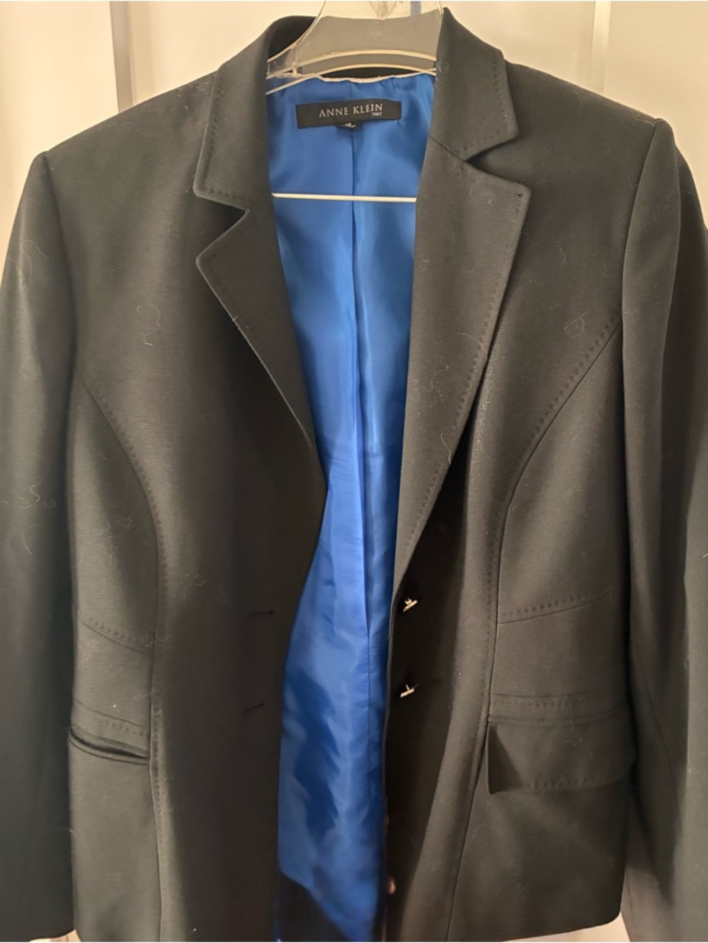 Anne Klein Black Blazer with Bright Blue Lining